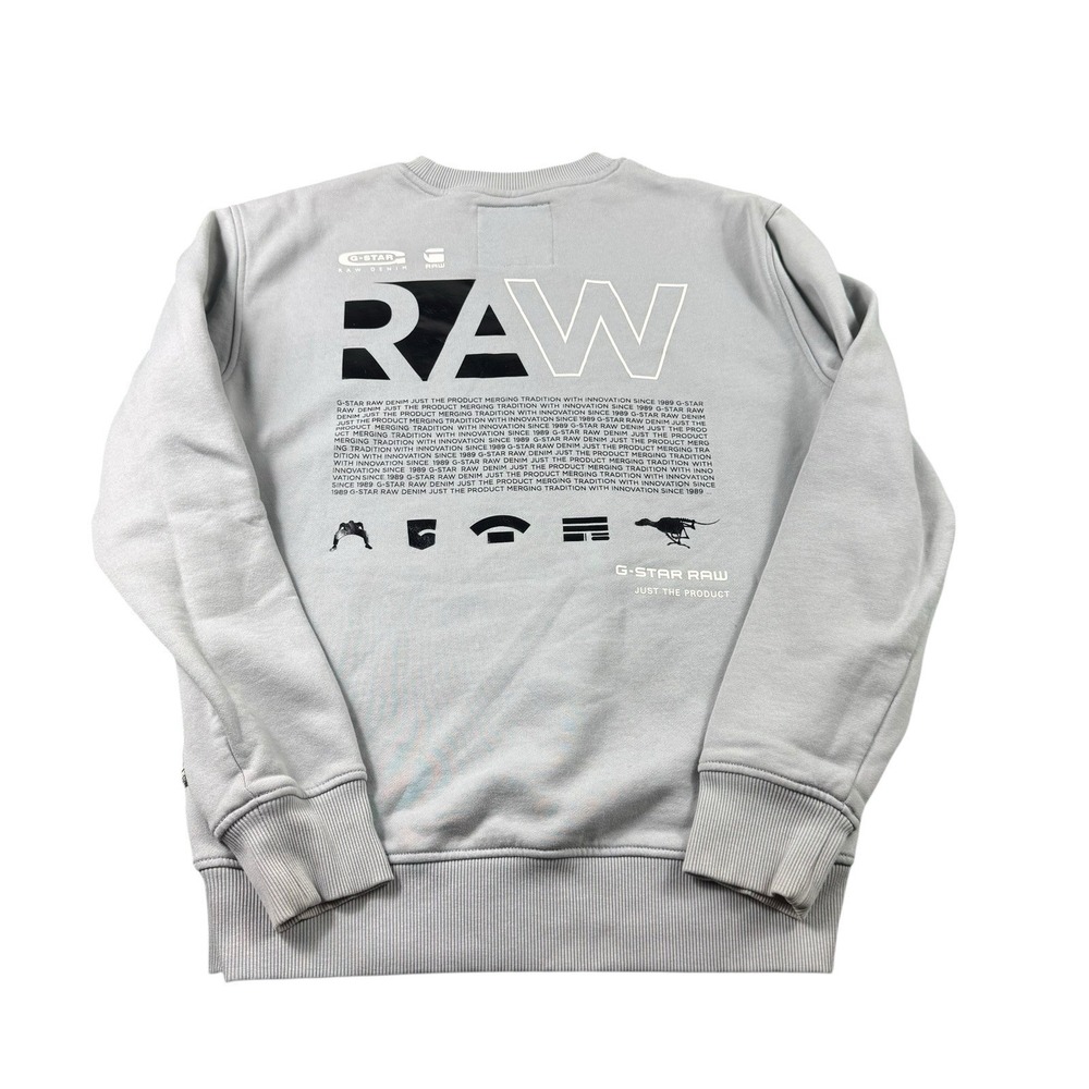 G-Star Raw Mens Fleece Lined Spellout Crewneck Sweater Gray D17639-A612-1238